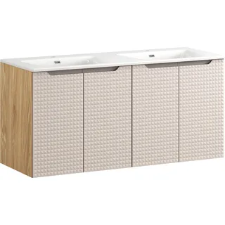 Badezimmerset 120 cm mit Möbelwaschtisch weiß glänzend modern - Weiß