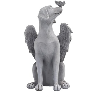 FakeFace Hunde Engel Gedenkstatue, Hautier Grabstein Denkmal Grab Marker Tribut Statue, Garten Deko Polyresin-Engelfiguren Statue Schlafender Hund Statue mit Flügeln Katzen Hunde Gedenkstein