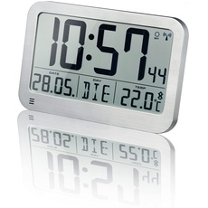Bild Optus digitale Wanduhr MyTime MC LCD Wand Tischuhr 225x150mm mit Thermometer, silber