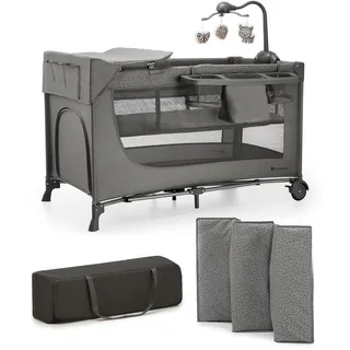 Kinderkraft Reisebett JOY 2 mit Zubehör grau