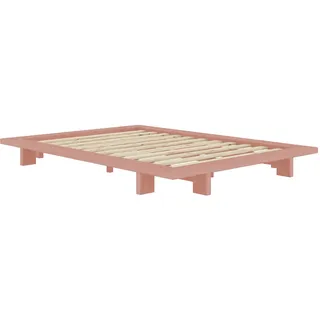 Karup Design Bettgestell »JAPAN BED Bodenbett, Holzrahmen, Futonbett, Jugendbett, Holzbett«, Massivholzbett mit Lattenrost, Kiefer massiv, Doppelbett ohne Kopfteil, pink