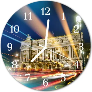 Glasuhr Wanduhr Küchenuhr Echt-Glas 30fi cm Licht mehrfarbig