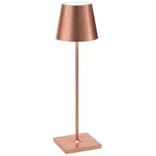 Zafferano, Poldina Pro Lampe mit Kupferfarbenes Blatt, Kabellose, Wiederaufladbare Tischlampe mit Touch Control, Für den Innenbereich Geeignet, Dimmer, 2200-3000 K, Höhe 38 cm