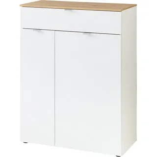 Flurkommode mit Schubkasten weiß matt mit Eiche BLISS-36 - Weiß