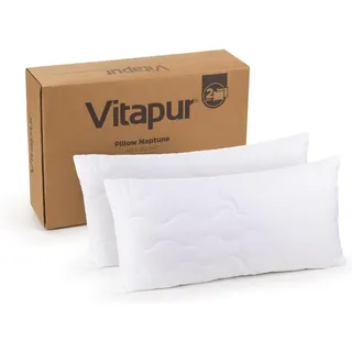 Vitapur NapTune Kopfkissen 40x80, 2er Pack - Bequemes & Langlebiges Kissen - Waschbares Seitenschläferkissen für alle Schlafpositionen (2er Pack)