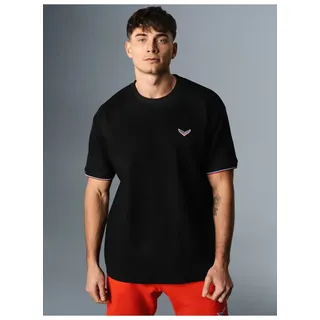 T-Shirt TRIGEMA "TRIGEMA Oversized T-Shirt in Waffeloptik", Herren, Gr. XL, schwarz, Piqué, 100% Baumwolle, Rundhals, Shirts T-Shirt