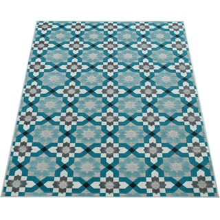 Paco Home »Charleroi 492«, rechteckig, 3 mm Höhe, 3D-Design, Motiv Blüten, In- und Outdoor geeignet blau