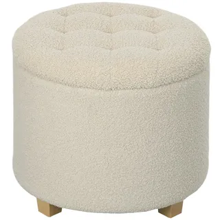 Homcom Sitzhocker mit Stauraum Kunststoff 45 x 41 x 45 cm Cremeweiß