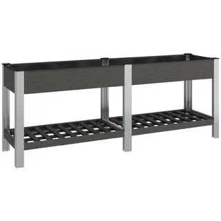 Garten-Hochbeet mit Ablage Grau 200x50x75 cm WPC - Grau
