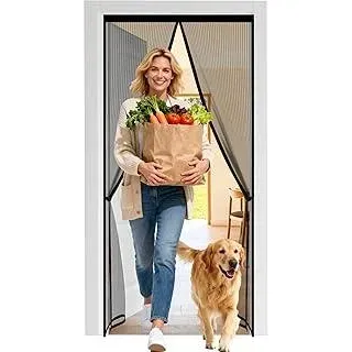 Fliegengitter Balkontür 90x200, Fliegengitter Tür, Insektenschutz Balkontür Magnet, Fliegenvorhang Terrassentür Ohne Bohren, Moskitonetz Tür, Mosquito Net Door, Fly Screens For Doors - Schwarz
