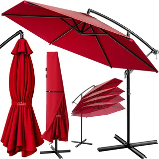 Ampelschirm Rot Ø300cm Alu UV 80+ Fußkreuz