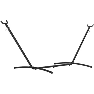 Outsunny Hängemattengestell, Metall, Schwarz , 117x110x286 cm , Gartenmöbel, Gartenschaukeln, Hängematten