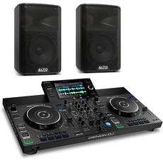 Denon DJ SC LIVE 2 und 2x Alto Professional TX308 - Standalone DJ-Controller mit 7" Touchscreen, Lautsprechern und 2x 350W aktiver PA-Lautsprecher mit 8" Tieftöner für mobile DJs