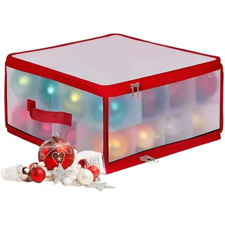Relaxdays Aufbewahrungsbox 36 x 36 x 18 cm 1-tlg. transparent/rot