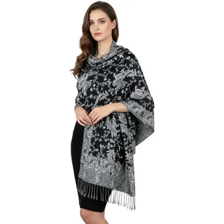 PASKMLNA Pashmina-Schal, wendbar, Paisleymuster, elegante Farben (#24 Schwarz/Weiß)