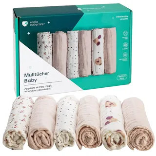 KOALA BABYCARE - Mulltücher Baby 30x30cm aus Weicher Baumwolle - Spucktücher Packung mit 6 Stück - Atmungsaktiv und Saugfähig Ideal zum Reinigen und Trocknen