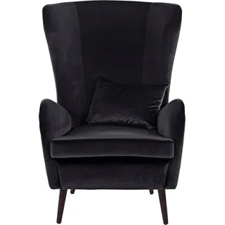 Home Affaire Ohrensessel Sallito Polyester/Fellimitat 76 x 109 x 85 cm Schwarz mit Hocker
