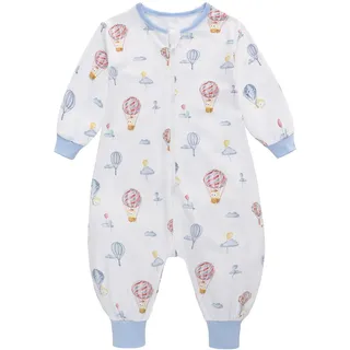 Baby Schlafsack Sommer mit Füßen 0.5 Tog 100% Baumwolle Kinder Sommerschlafsack mit Ärmel für Jungen und Mädchen (Heißluftballon, S/6-18M)