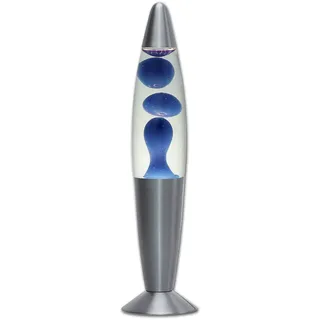 Licht-Erlebnisse Lavalampe Blau Retro Lampe, Vulkan Lampe, 36 cm, inklusive Leuchtmittel, G9 25 W mit Kabelschalter, Stimmungslampe, Deko Leuchte Klein, Mini Lavalampe