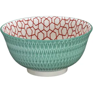 Cilio Bowl AMICI Rauten Türkis | Porzellan Schüssel | Gebrannt bei 1300 °C | Ramen Schüssel | Spülmaschinen- / mikrowellengeeignet | Glasierter Boden | Müslischale | 7 cm/Ø 15,5 cm | 500 ml
