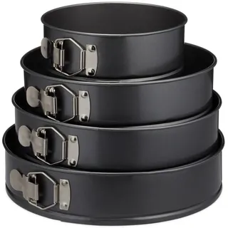 Relaxdays 4-tlg.SPRINGFORM-SET , Metall , Rund , 28x6.5x28 cm , antihaftbeschichtet , Backen & Backzubehör, Backformen, Springformen