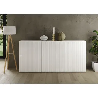 INOSIGN Sideboard »Rio Breite 181 cm, Kommode mit 3 Türen, Anrichte,« geriffelte MDF-Fronten, modern u. elegant, viel Stauraum weiß