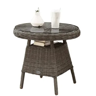 Destiny Beistelltisch Malaga Ø60x55cm, Polyrattan, Vintage grau