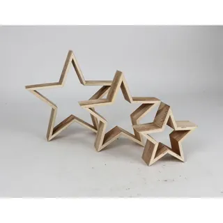 Weihnachten Deko-Stern 3tlg Set aus Holz Weihnachtsdeko Tischdeko Fensterdeko