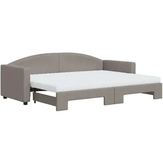 vidaXL Tagesbett Ausziehbar mit Matratzen Taupe 80x200 cm Stoff - Taupe