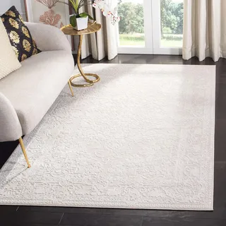 SAFAVIEH Zeitgenössische Teppich für Wohnzimmer, Esszimmer, Schlafzimmer - Reflection Collection, Kurzer Flor, Creme und Elfenbein, 160 x 160 cm