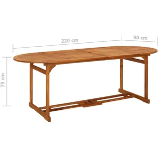 vidaXL Garten-Esstisch 220x90x75 cm Massivholz Akazie