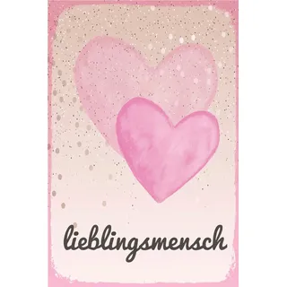queence Metallbild »Liebling«, Sprüche-Schriftzug-Herzen, (1 St.), Stahlschild, Blechschild, Lieblingsmensch, Wanddeko, Wandbild, rosa