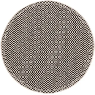 benuta Nest Outdoorteppich rund Cleo Weiß/Schwarz ø 120 cm rund , Textil , Grafikmuster , Rund , 120x120 cm , Oeko-Tex® Standard 100 , wasserabweisend , Teppiche und Böden, Teppiche, Outdoorteppiche