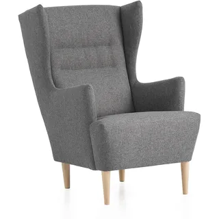 Traumnacht Ohrensessel Lukas, bequemer und moderner Relaxsessel, Polstersessel für Wohnzimmer und Esszimmer, produziert nach deutschem Qualitätsstandard, grau