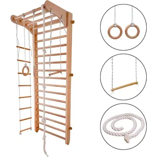 Sprossenwand aus Holz Kinder Sport Kinderzimmer | Kletterwand Kinder | Spielplatz - Beige