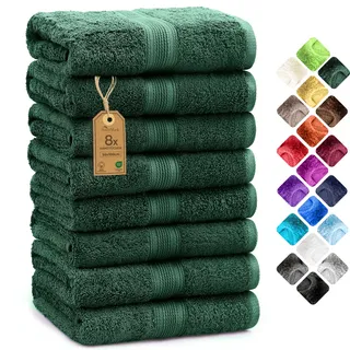 NatureMark Handtuchset 50 x 100 cm dunkelgrün 8-tlg.