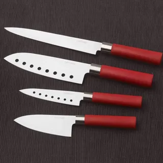 Professionelles Messerset - Japanischer Stil - für den Hausgebrauch Keramische Beschichtung - Santoku-Messerset - rot