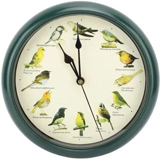 Topiky Wanduhr 10 Zoll, Geräuschlos, Nicht Tickend, Singende Vogel Wanduhr, Kuckuck, Pünktliche Vogelrufe, Innenwanduhren mit Weihnachtsmusik für Wohnzimmer Dekoration (Green)