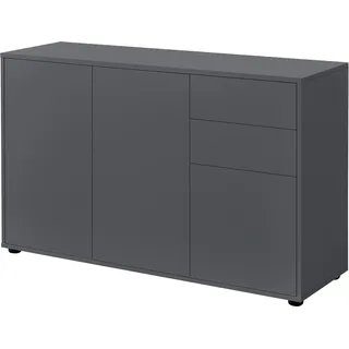 Sideboard Kommode 74 x 117 x 36 cm mit 2 Schubladen und 3 Schranktüren Spanplatte Dunkelgrau matt - Dunkelgrau