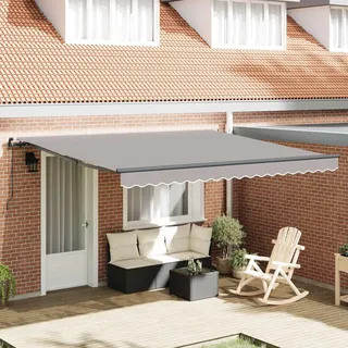 vidaXL Einziehbare Markise Hellgrau 400 x 350 cm Polyester und Stahl - Hellgrau