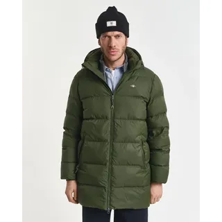 Gant Steppmantel "ACTIVE CLOUD MID LENGTH" Puffermantel, regular fit, abnehmabre Kapuze, 2-Wege-Reißverschluss, country grün