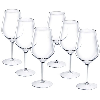 Doimoflair Weingläser aus Kunststoff bruchsicher Weinbecher Sektgläser Plastik Transparent 47 cl. Set 6 Stück