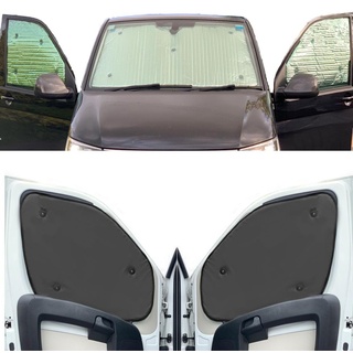 Fensterrollo-Set Kombatibel Mit VW Caddy (2020-Date)(Komplettes Set + Scheunentor) Rückenfarbe in Anthrazit, Reversibel und Thermisch