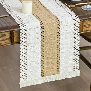 Artoid Mode Rustikal Makramee Quasten Braun Tischläufer 30x143 cm, Küche Tisch Geburtstag Dekoration Drinnen Urlaub Party Dekor