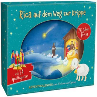 Buch-Adventskalender auf dem Weg zur Krippe mit Aufstell-Krippe, Geschichtenheft & 24 Pappfiguren, für Kinder ab 4 Jahren, schokoladenfrei