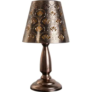 LED Solar Tischleuchte, Dekor-Stanzungen, altmessing, H 30,8 cm - Gold