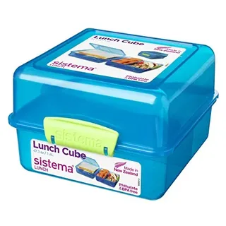 Sistema 2 Stück Lunchbox Cube To Go, 1,4 Liter, 14,5 x 15 x 9,5cm - Mint/Blau/Rosa