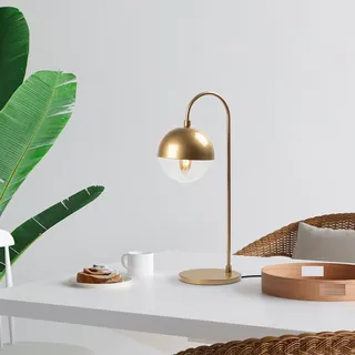 Opviq, Elegante Tischlampe aus Metall, Gold, 18 x 25 x 53 cm | Glasabdeckung, Durchmesser 15 cm, E14 Fassung, max. 40 W, 200 cm Kabel | Modernes Design für Zuhause & Hotel. - Gold