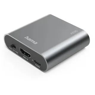 Hama "AE90" HDMI-Audio Extractor, HDMI zu Audio, Toslink, 3,5mm Klinke, silber