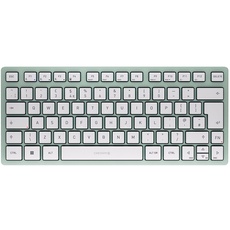 CHERRY KW 7100 MINI BT, Kompakte Multi-Device-Tastatur mit 3 Bluetooth-Kanälen, UK-Layout (QWERTY), Flaches Design, inkl. Transporttasche, Agave Green